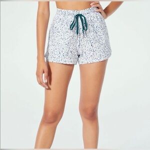 Marika Performance Running Shorts 
Size/Small… White/Green Dash Print. NWT